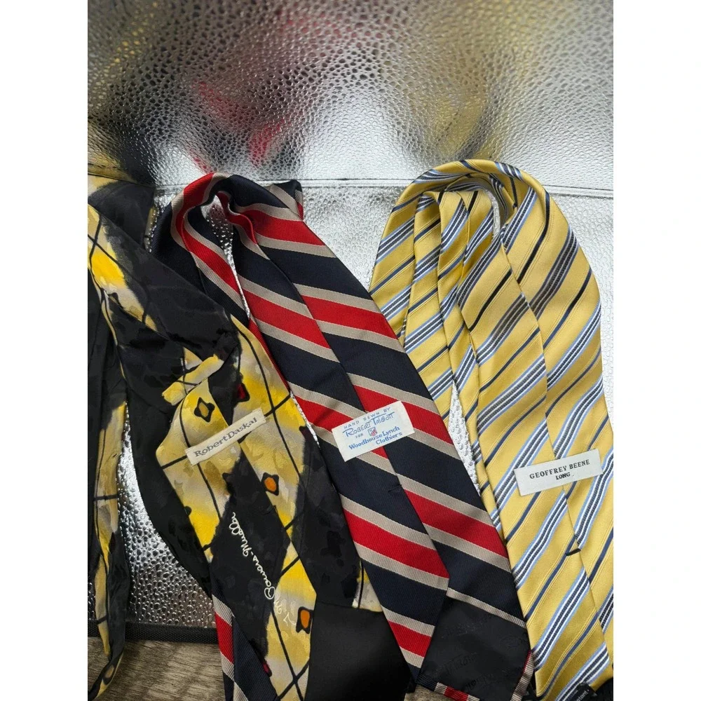 Mens Designer Tie Bundle Robert Talbott Robert Daskal Geoffrey Beene Silk Lot 3